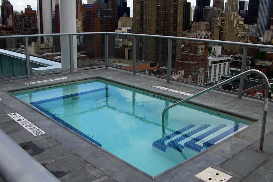 Manhattan Hotel NYC New York, New York Outdoor Spa and Reflecting Pool  Commercial Pool Design by Omega Pool Structures, Inc