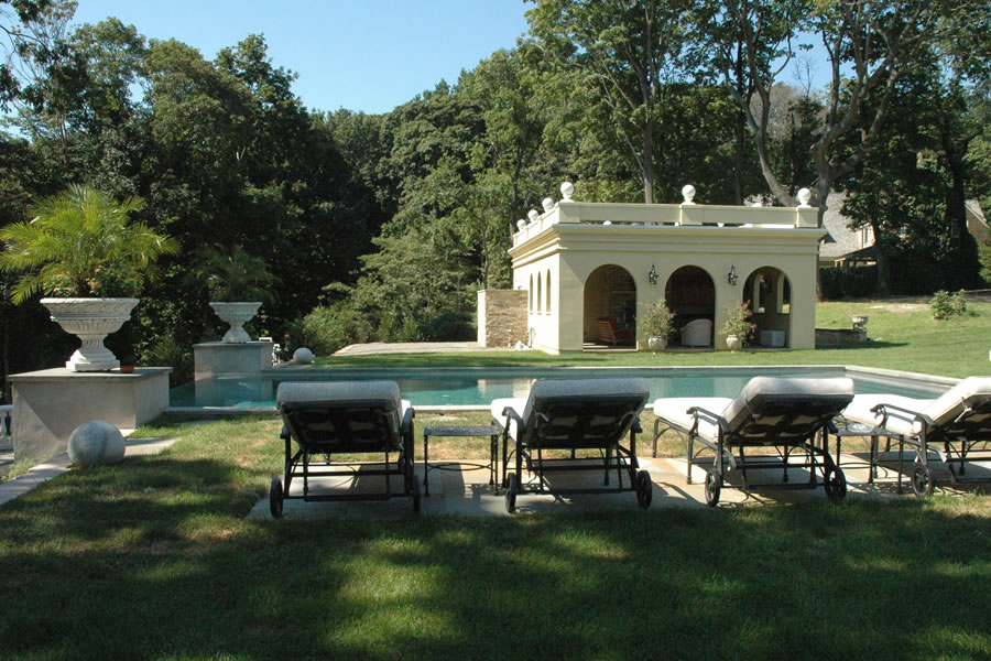 Contemporary Outdoor Pool Rumson, New Jersey with Negative Edge  Residential Pool Design by Omega Pool Structures, Inc