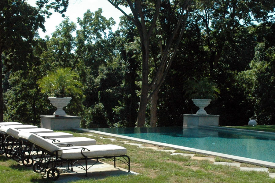 Contemporary Outdoor Pool Rumson, New Jersey with Negative Edge  Residential Pool Design by Omega Pool Structures, Inc