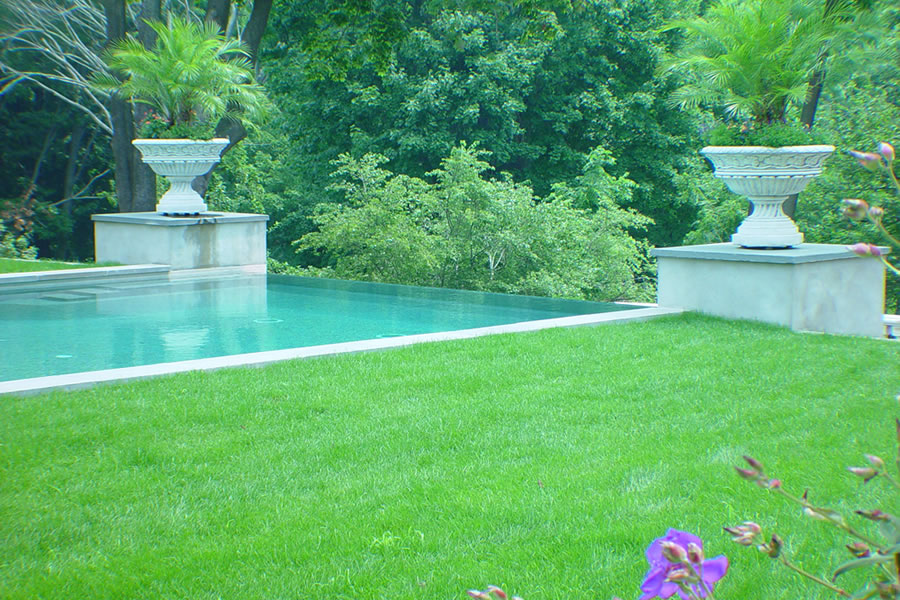 Contemporary Outdoor Pool Rumson, New Jersey with Negative Edge  Residential Pool Design by Omega Pool Structures, Inc