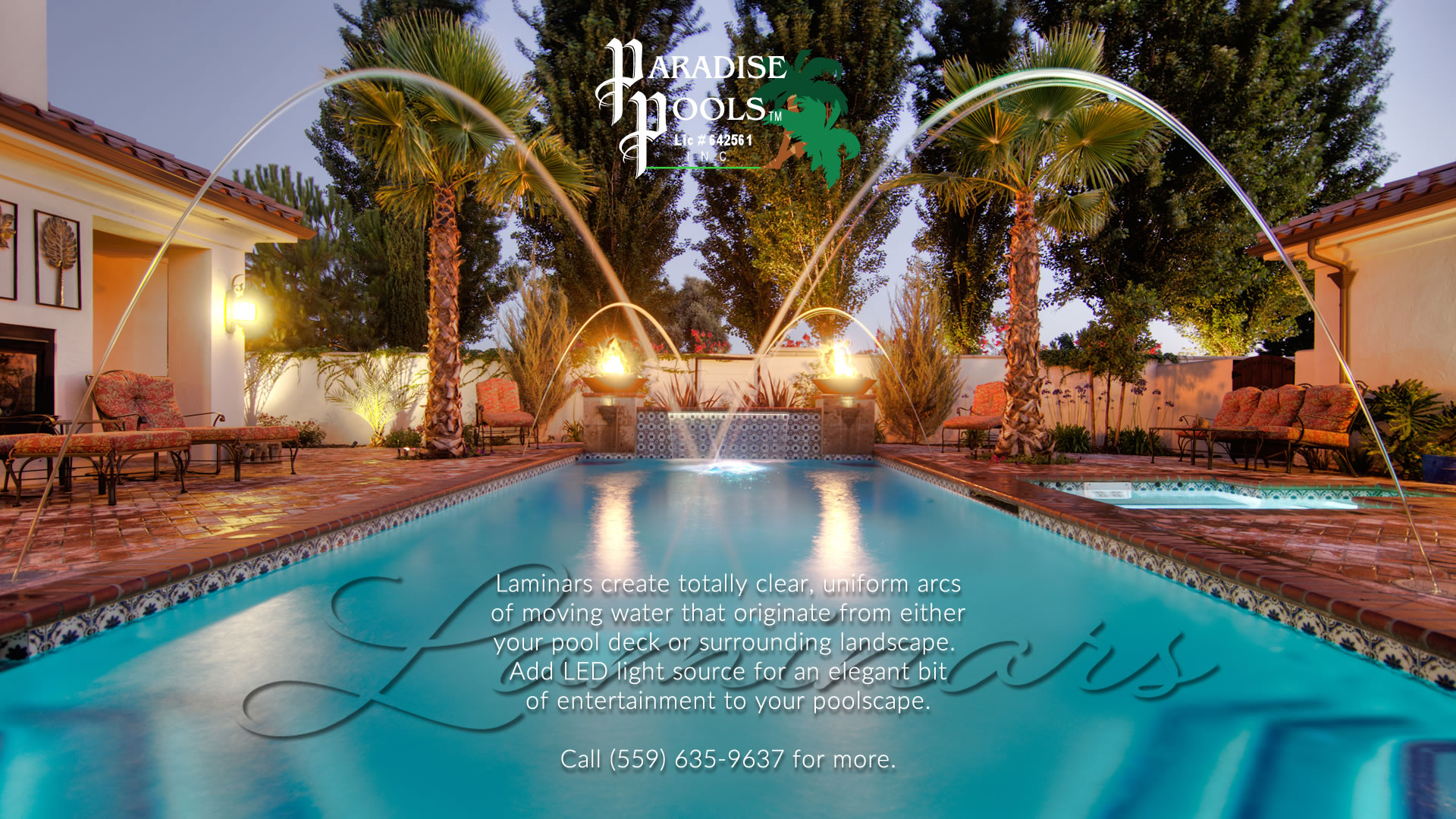 Laminars create totally clear, uniform arcs of moving water